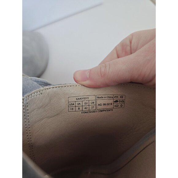 Vionic Kaia Gray Peep Open Toe Ankle Strap Suede Block Heel Sandals Shoes 10 - Picture 7 of 9